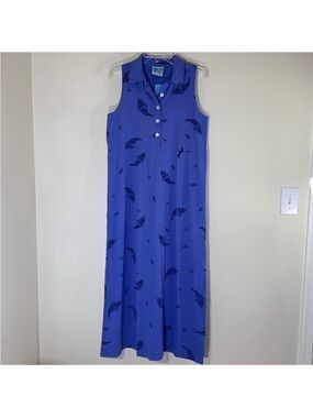 Zip Code Cotton Sleeveless Nautical-Print Maxi Dress in Cobalt Blue. M. NWT.